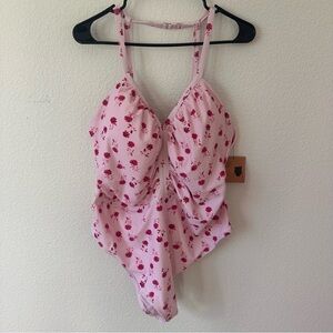 Shade & Shore Pink Floral One Piece Swimsuit Size 20